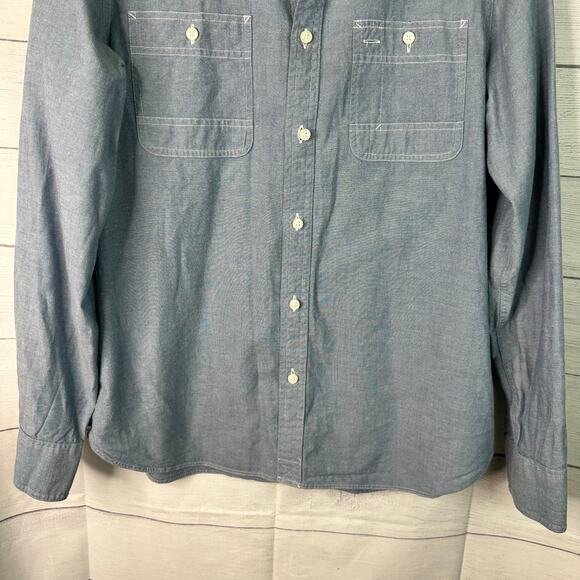 Wallin & Bros Shirt Mens Medium Blue Chambray Button Front Workwear Casual - Picture 4 of 8